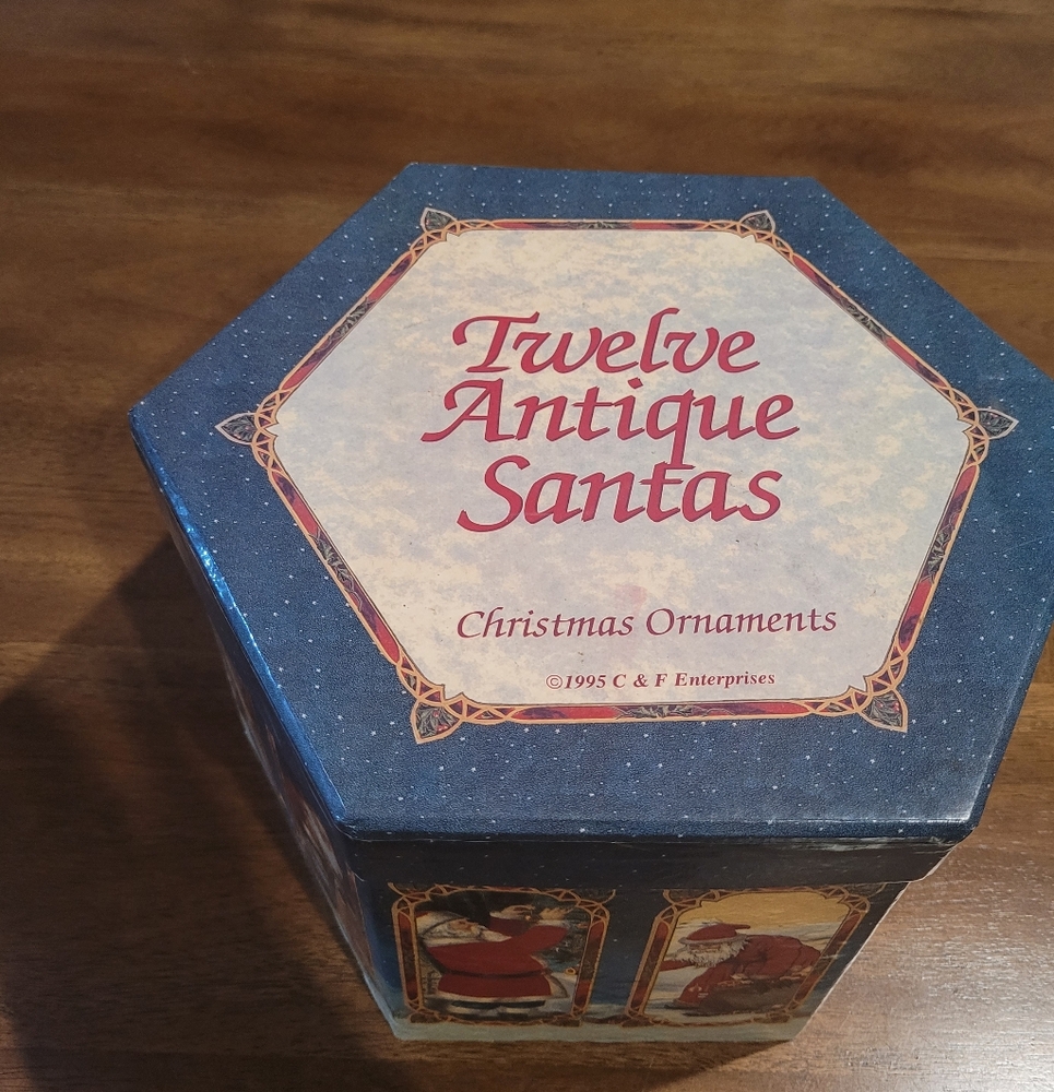 Twelve Antique Santas Christmas Ornaments C&F Enterprises Dated 1995